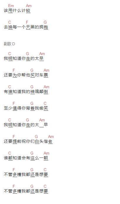 太早六线谱入门级c调吉他谱简单版刘允乐吉他和弦谱初学者简易弹唱版