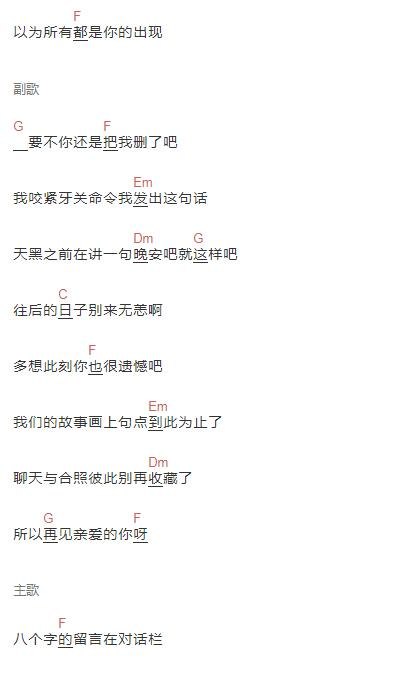 删了吧吉他谱和弦简谱