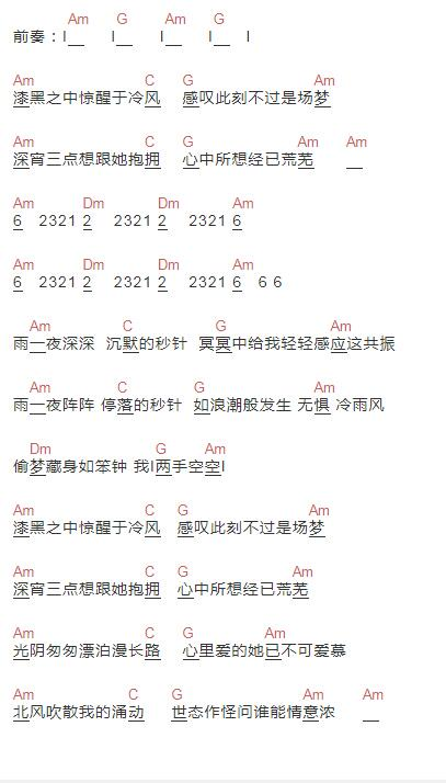 秒针六线谱入门级g调吉他谱简单版李克勤王赫野吉他和弦谱初学者简易