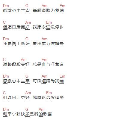 每一步吉他谱简单版c调徐小凤六线谱初学者简易弹唱版男生版df女生版
