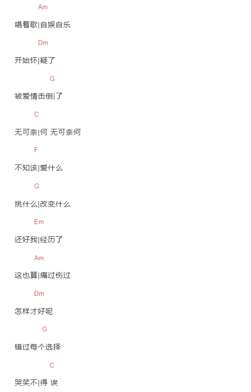 自娱自乐六线谱入门级c调吉他谱简单版金志文吉他和弦谱初学者简易