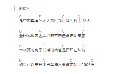 中巴车带我回家六线谱入门级c调吉他谱简单版约里吉他和弦谱初学者