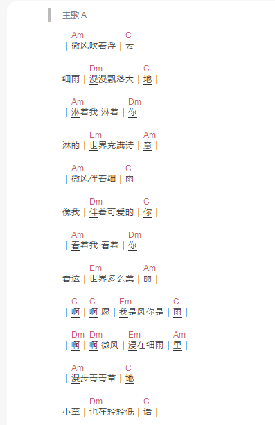 微风细雨吉他谱和弦简谱