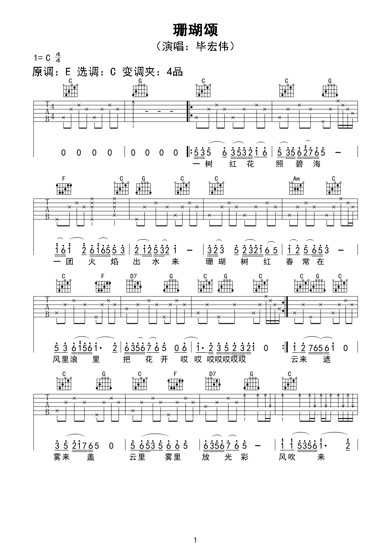 《C大调各常用音阶》,练习曲（ 调六线吉他谱-虫虫吉他谱免费下载