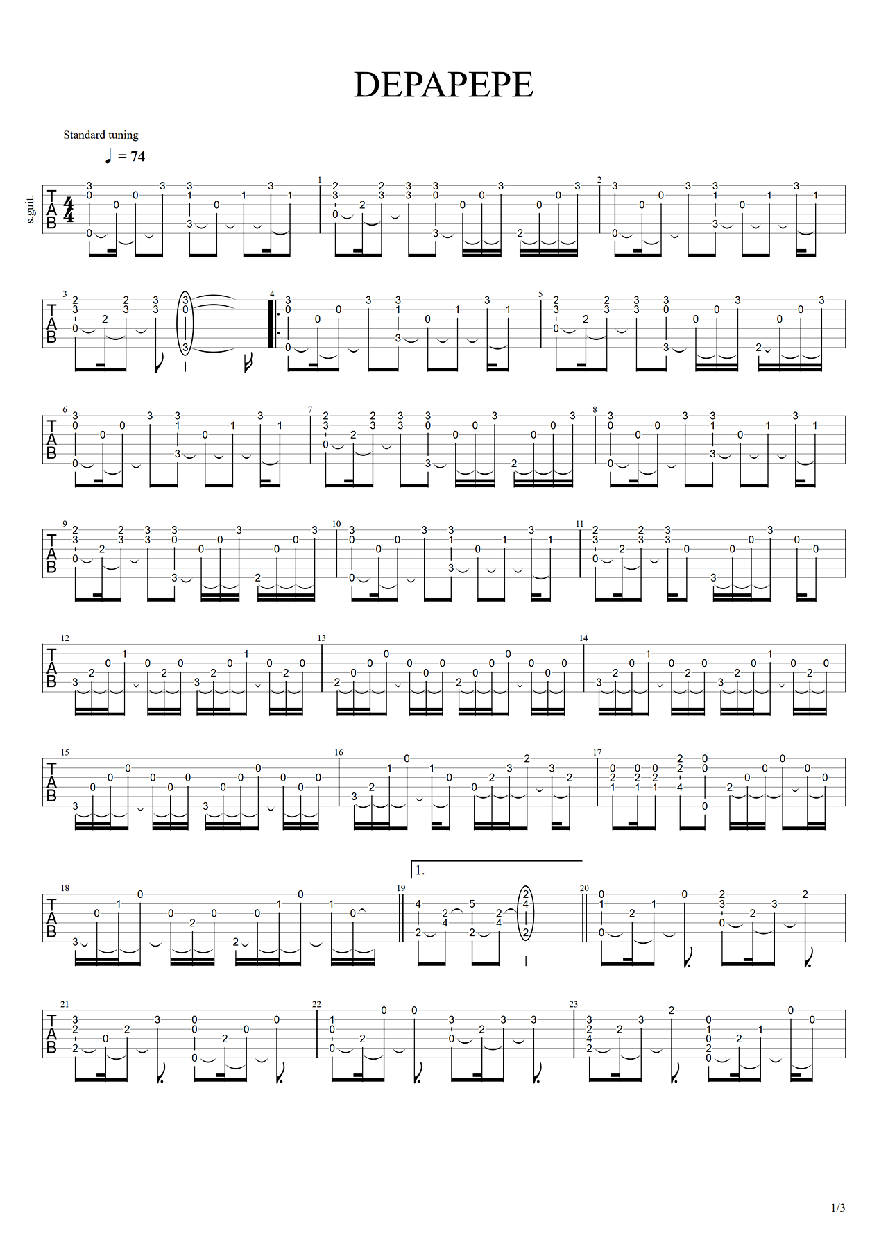 DEPAPEPE吉他谱【start】高清图片吉他六线谱-吉他曲谱 - 乐器学习网