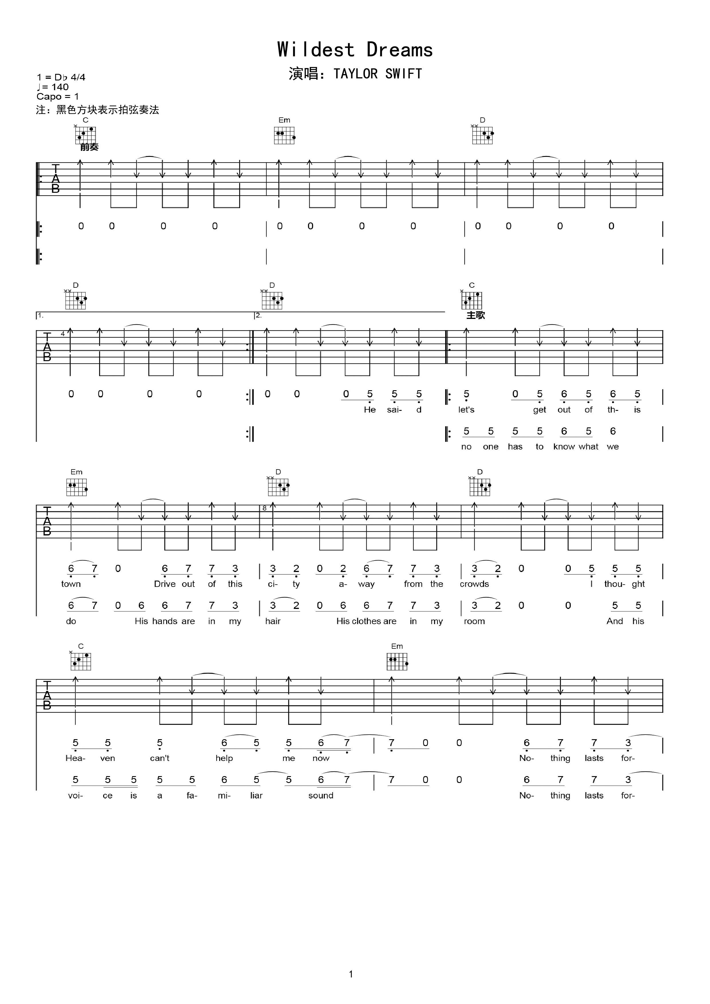 Taylor,Swift《22》吉他谱-Guitar Music Score-看谱啦